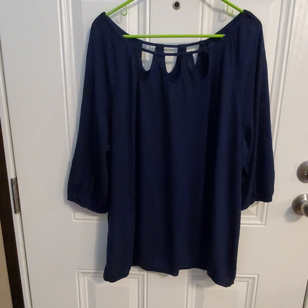 Navy blue cotton blouse